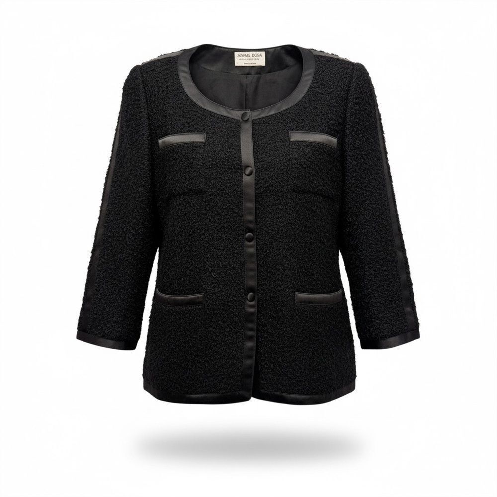 Vintage Annie Reva for Bugatchi Black Mohair Blazer Size 8